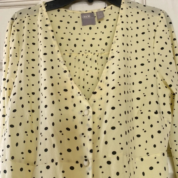 ASOS pale yellow polka dot dress size 2 runs big - Picture 5 of 17